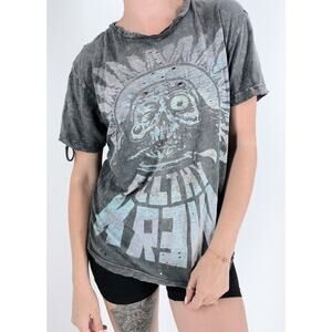 Filthy Kr3w Men’s Skull Distressed Gray Tee Size Medium